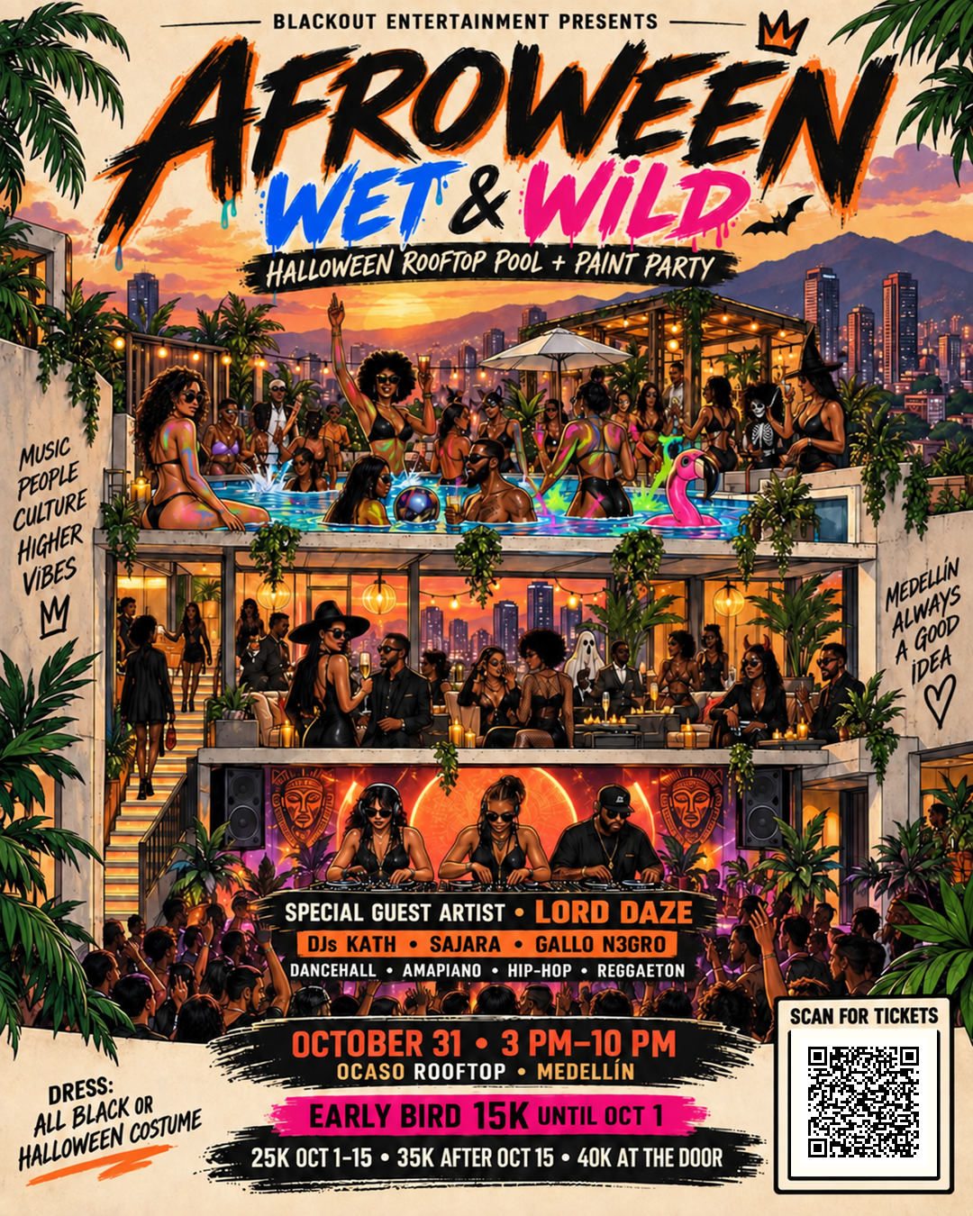 AFROWEEN — WET & WILD event flyer
